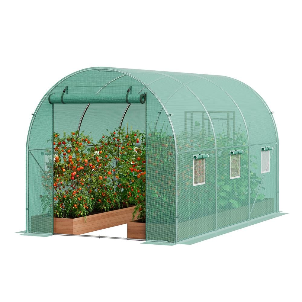 Walk-in Tunnel Greenhouse 11.3 x 6. 4 x 6.3 ft. Hoop House Greenhouse Tunnel Plant Hot House with Galvanized Steel Frame - Hercitys