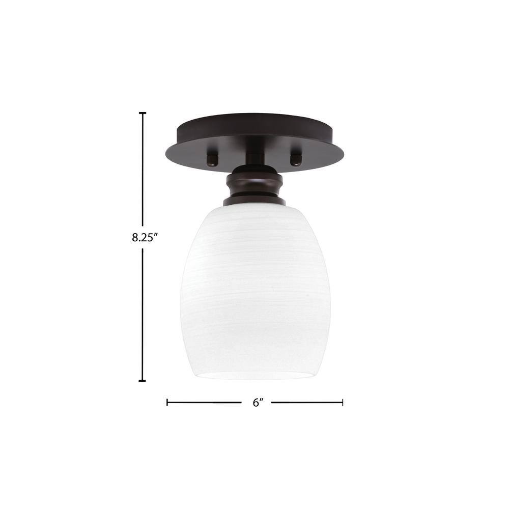 Albany 1-Light 6 in. Espresso Semi-Flush with White Linen Glass Shade - Hercitys