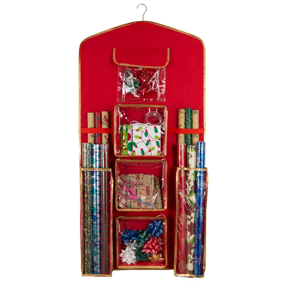 9 Gal. 8-Compartment Hanging Holiday Gift Wrap Organizer - Hercitys
