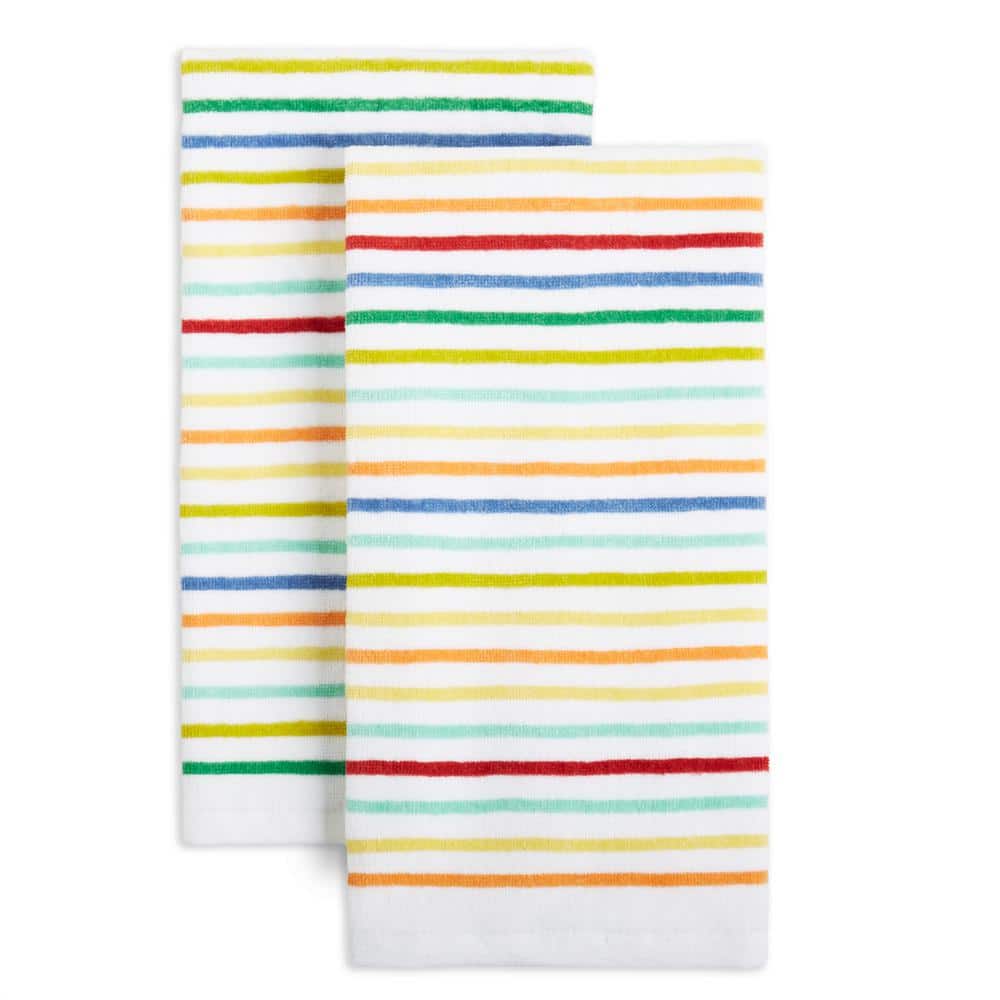 Tropical Stripe Cotton Kitchen Towel Set (Set of 2) - Hercitys