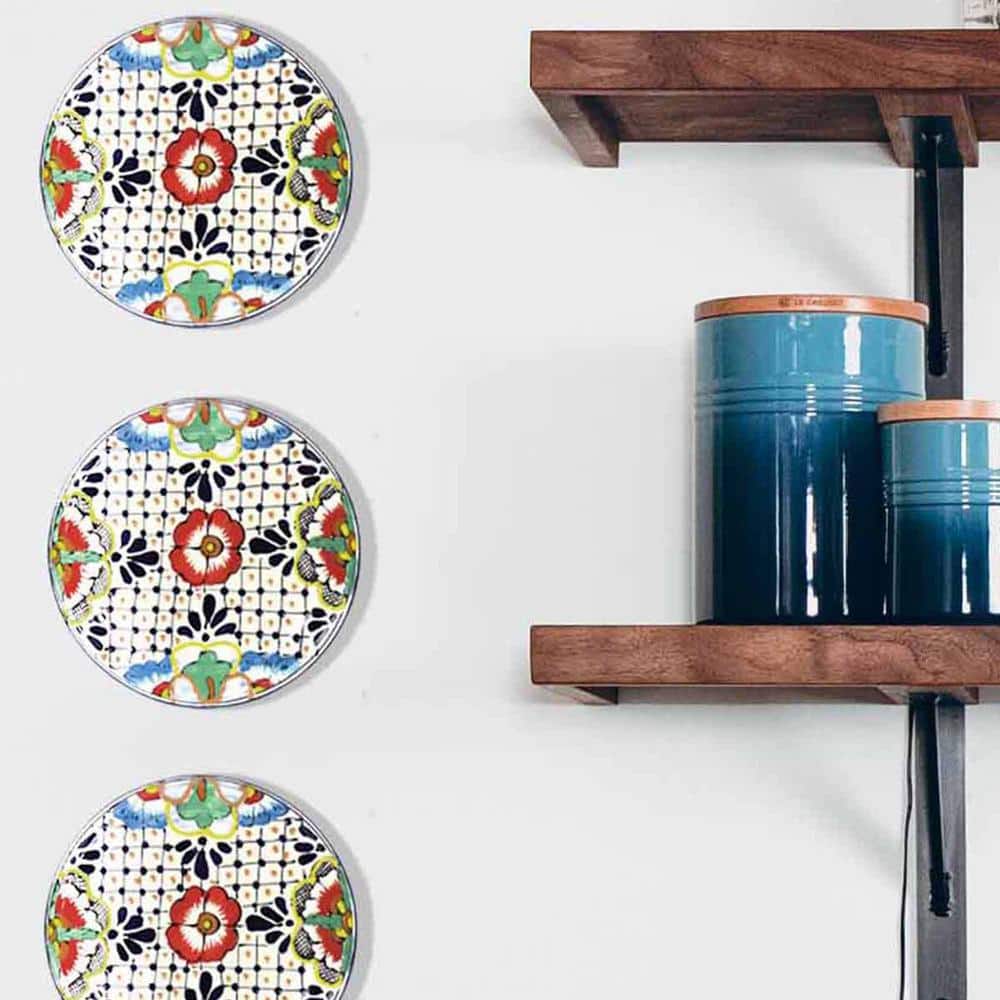 Mexican Dots and Flowers Pottery Trivet or Wall Decor - Hercitys