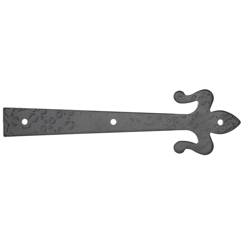8 in. Black Decorative Fleur-de-lis Strap Hinge (2-Pack) - Hercitys