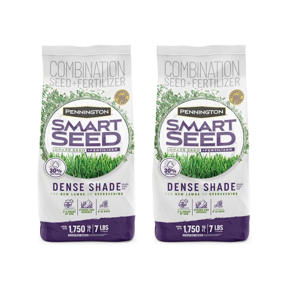 Smart Seed Dense Shade 7lb. 1,750 sq. ft. Grass Seed and Lawn Fertilizer (2-Pack) - Hercitys