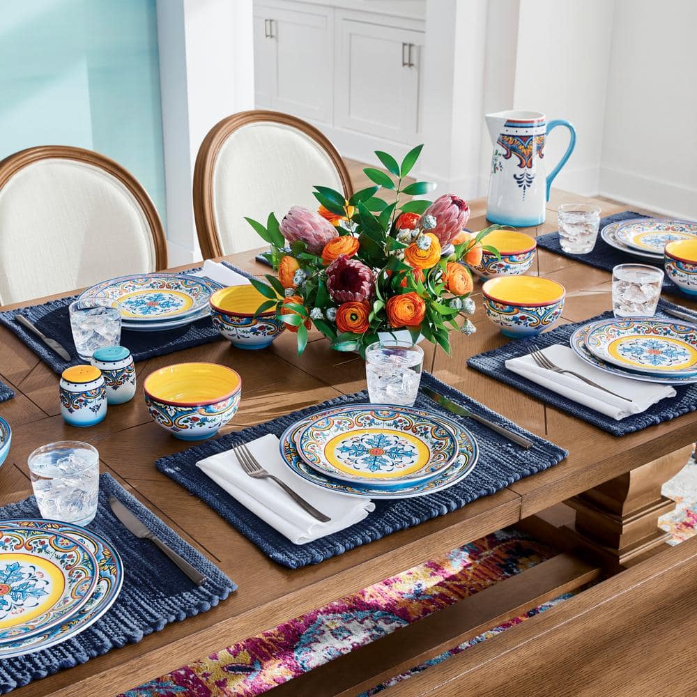 Coast Solid 19 in. x 13 in. Deep Blue Cotton Placemats (Set of 4) - Hercitys