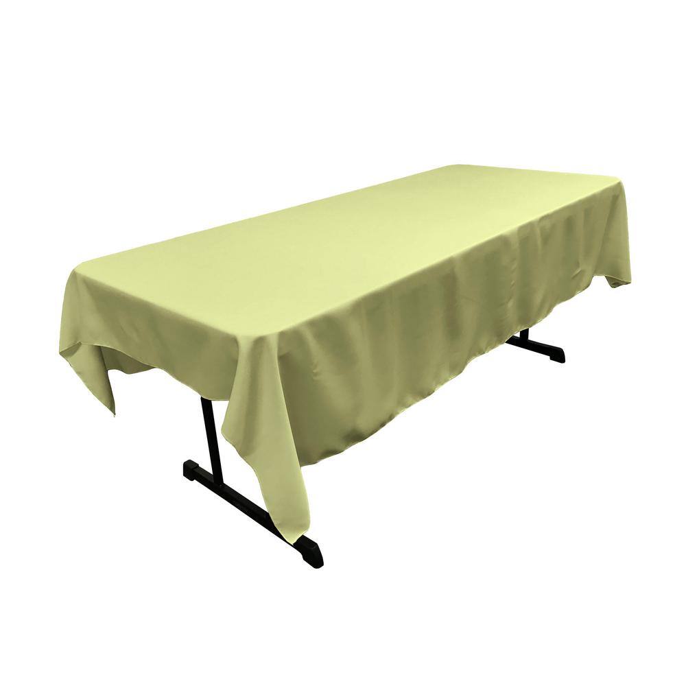 60 in. x 90 in. Sage Solid Polyester Poplin Rectangular Tablecloth - Hercitys
