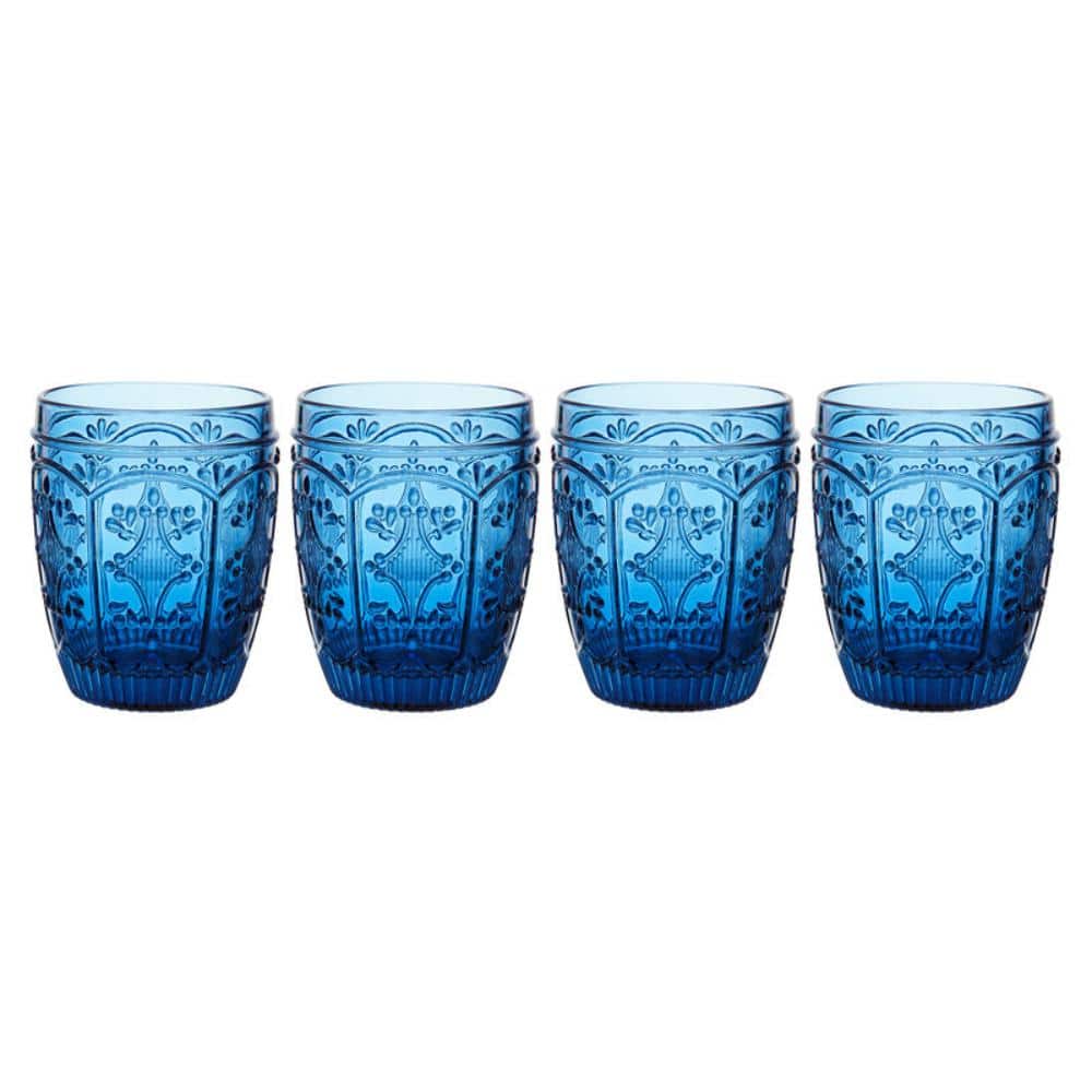Trestle 10 oz. Indigo Double Old Fashioned Glass Set (Set of 4) - Hercitys