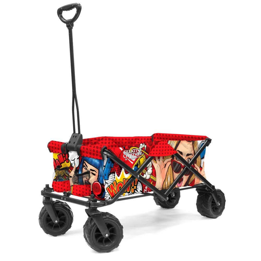 7 cu.ft. Metal Folding Garden Cart in Pop Art - Hercitys
