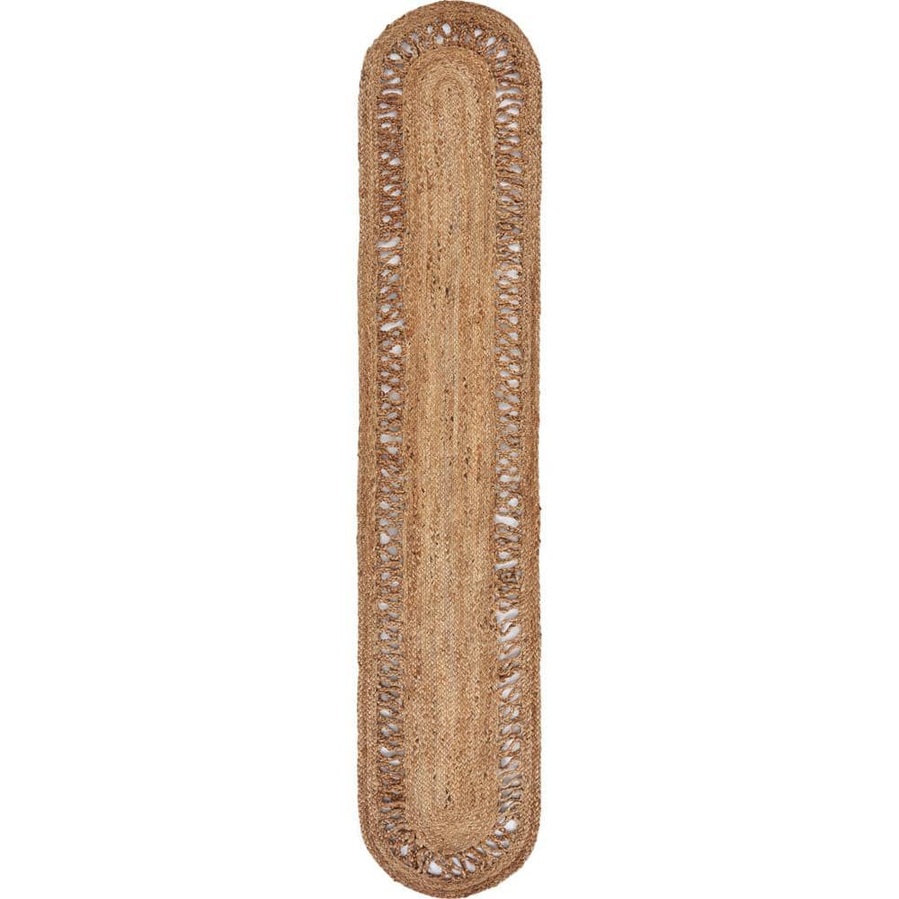 Natural Brown 16 in. x 80 in. Braided Organic Jute Table Runner - Hercitys