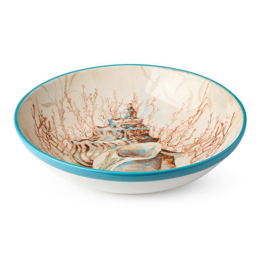 Escape to the Sea 13 in. 128 fl. oz. Multi-Colored Ceramic Serving Bowl - Hercitys