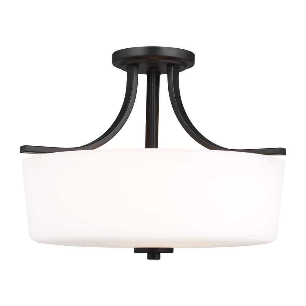 Kemal 16 in. 3-Light Midnight Black Semi-Flush Mount - Hercitys