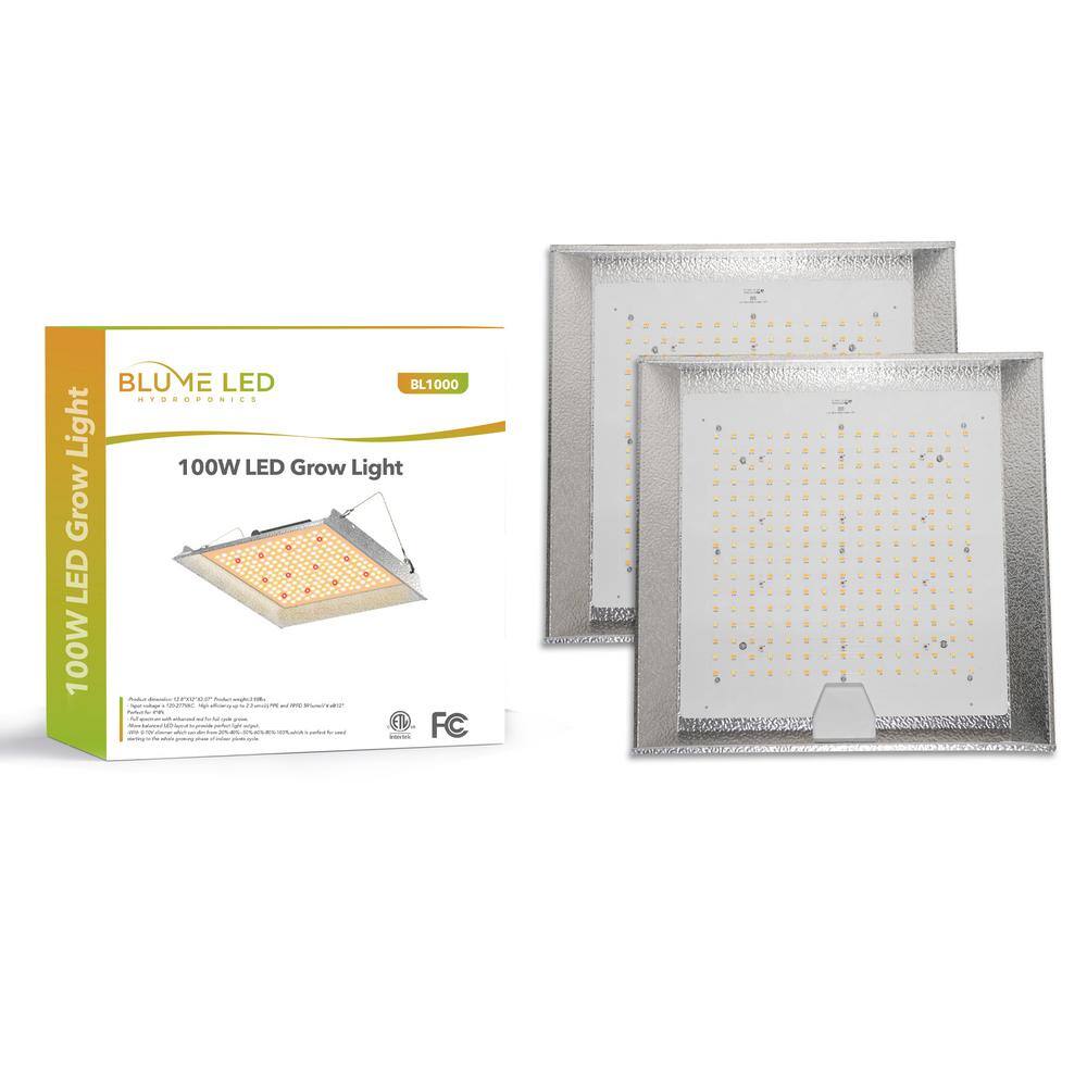 Blume 100-Watt Full Spectrum LED Grow Light with Daisy Chain for Indoor Plants, with Bright White Color Temperature - Hercitys