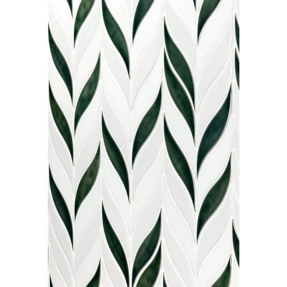 Delphi Sprig Deep Emerald 11.75 in. x 10.5 in. Marble and Ceramic Mosaic Tile (0.86 sq. ft./Sheet) - Hercitys