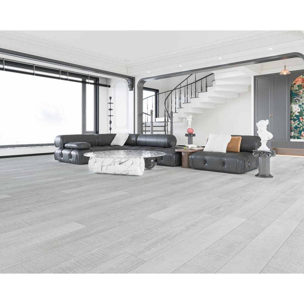 Summa Pristine White 14 mm T x 7.75 in. W HDF Waterproof AC5 Click Lock Laminate Wood Flooring (23.09 sq. ft./case) - Hercitys