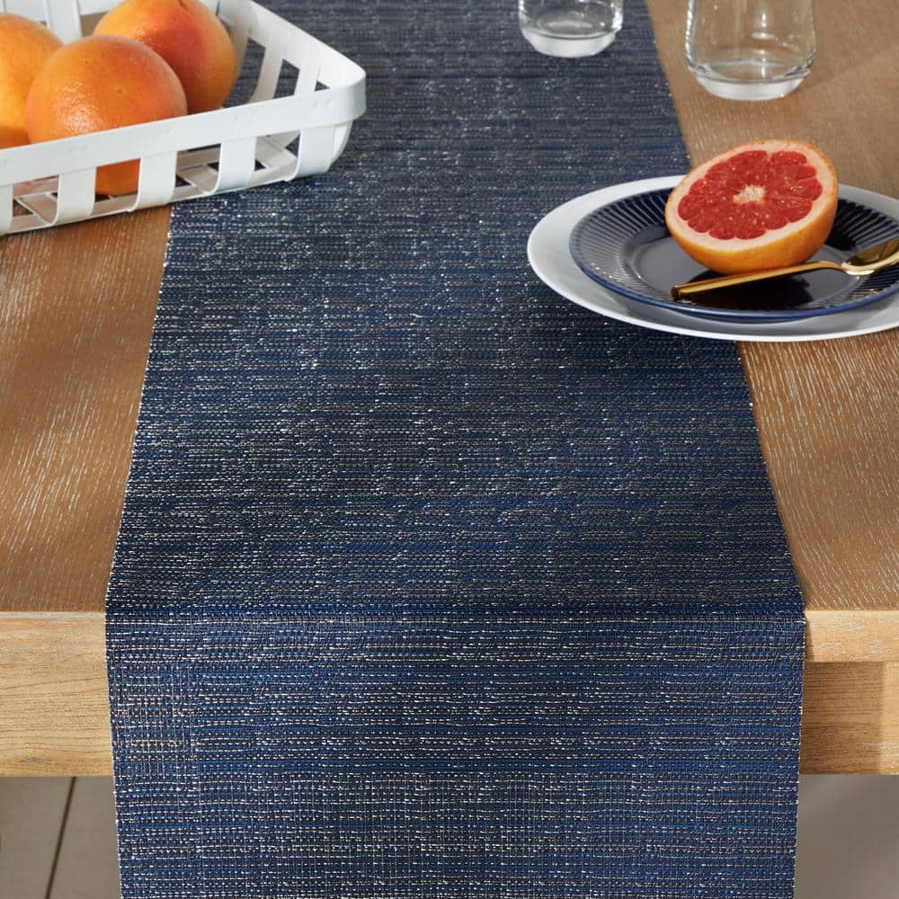 Coiled Woven PVC 13 in. W x 90 in. L Navy Blue Solid Polyester Table Runner - Hercitys