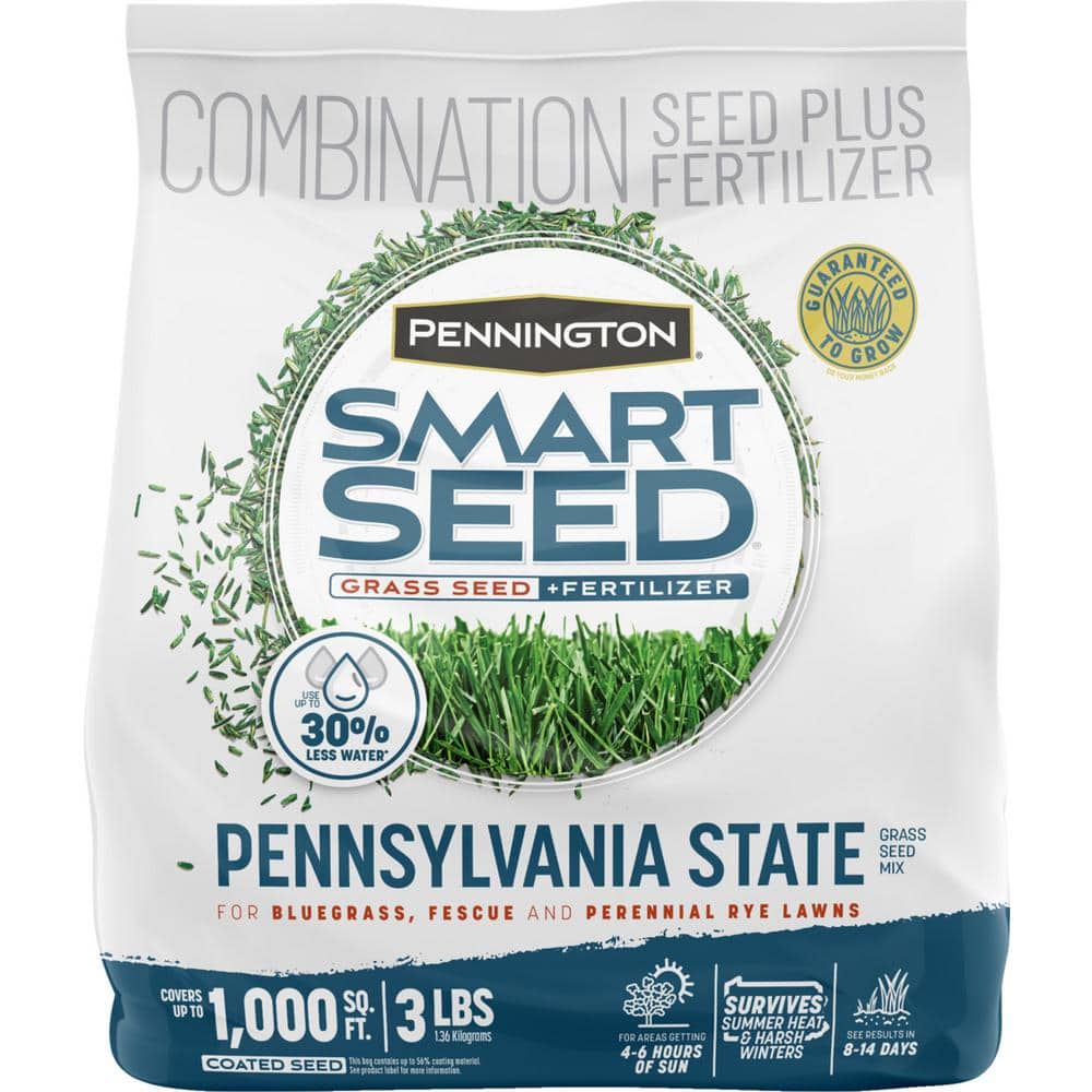 Smart Seed Pennsylvania 3 lb. 1,000 sq. ft. Grass Seed and Lawn Fertilizer - Hercitys