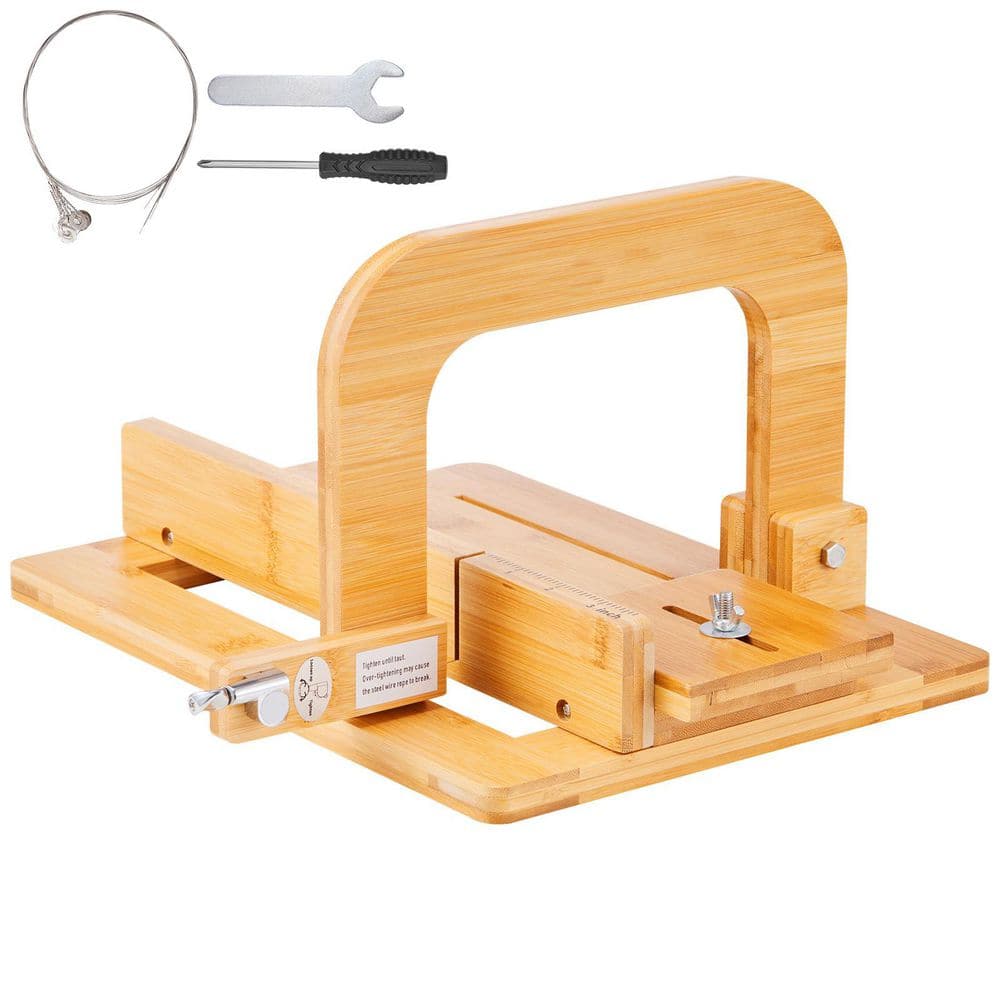 Soap Cutter, 0-2 in. Adjustable, Stainless Steel Wire, Bamboo, for DIY Soap, Candles, Cheese - Hercitys