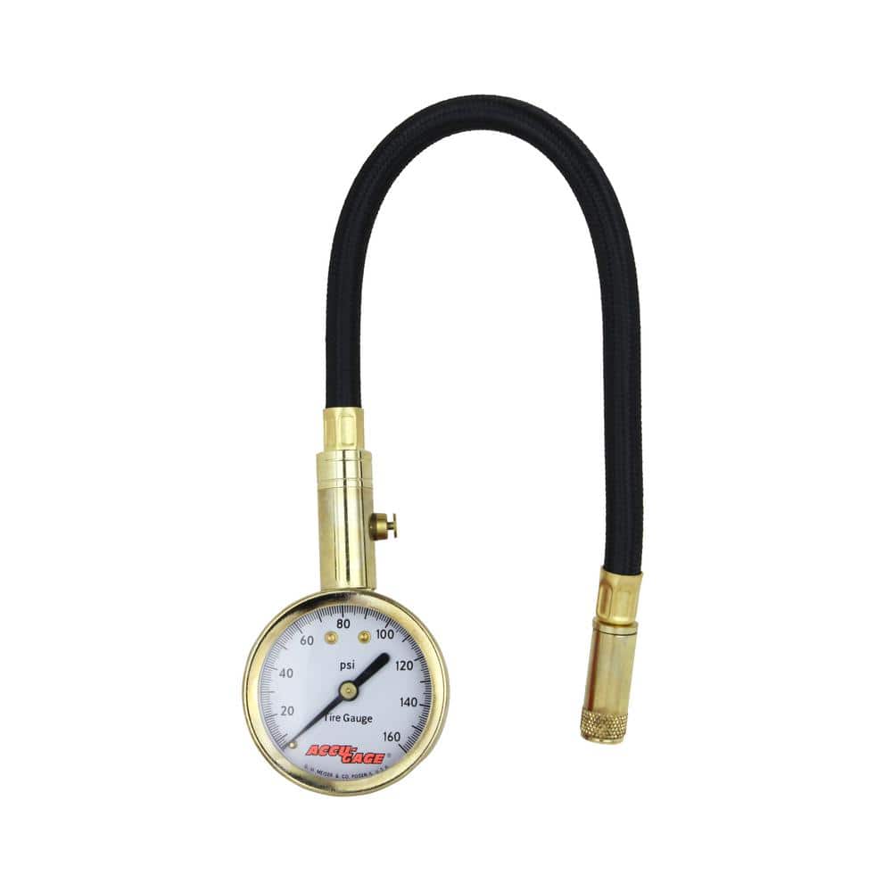 Tire Pressure Gauge 11 in. Braided Air Hose Straight Air Chuck 160 PSI - Hercitys