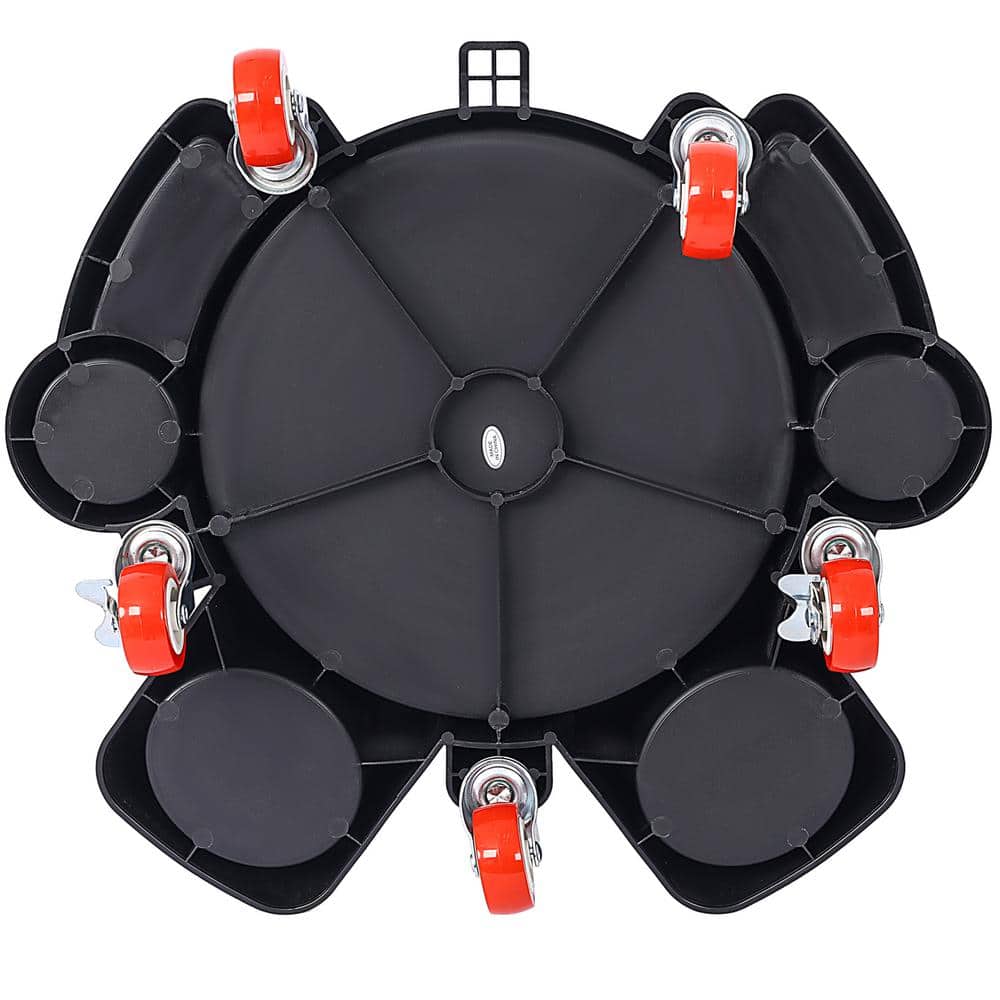 Black and Red 15 in. Removable Rolling Bucket Dolly with 5 360° Roll Swivel Casters for 5-Gallon Buckets - Hercitys