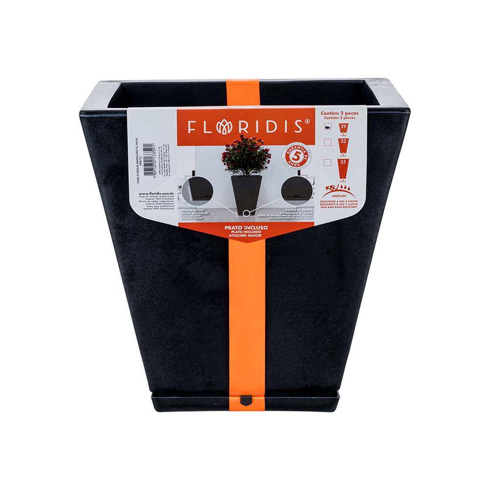 Zurique Small Black Marble Effect Plastic Resin Indoor and Outdoor Planter Bowl - Hercitys