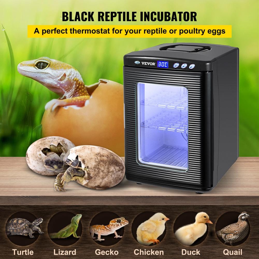 Reptile Incubator 13 in. x 15 in. x 19 in. Led Digital Display Cooling, Heating Reptile Egg Incubator, Black Greenhouse - Hercitys
