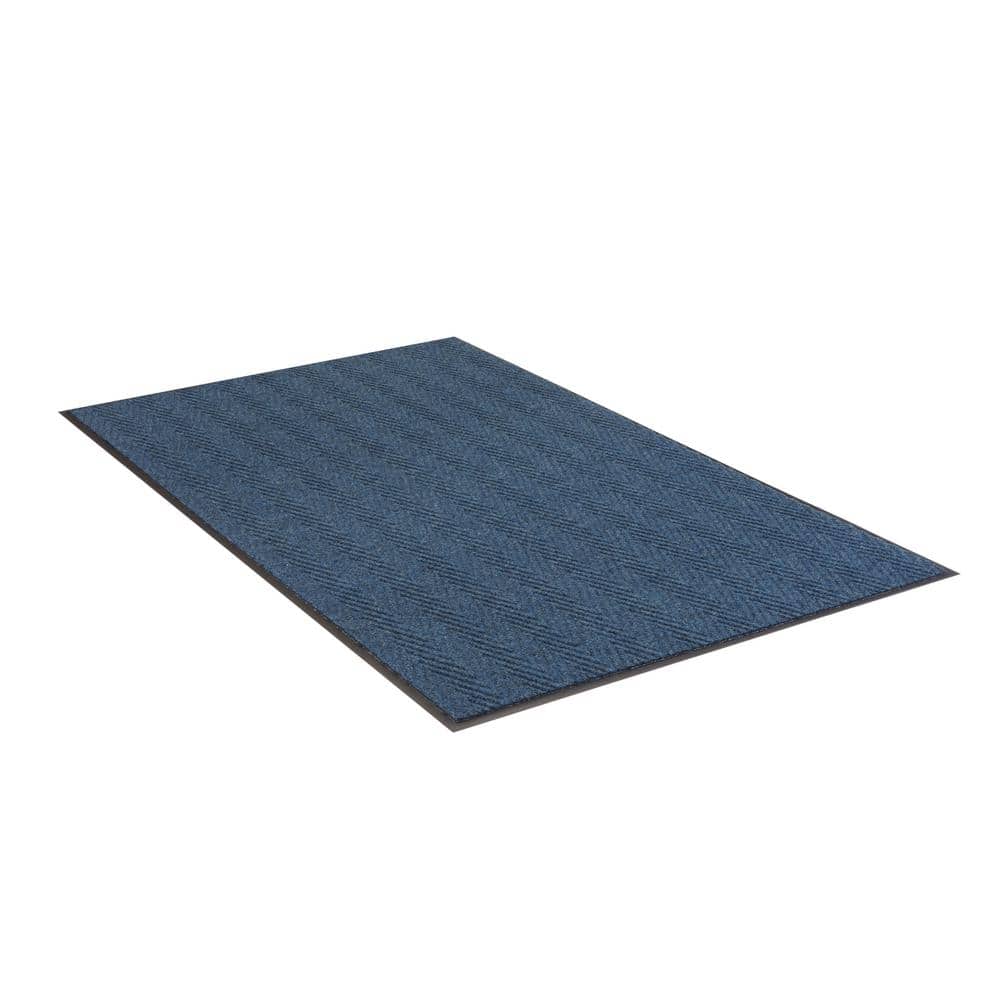 Chevron Rib Slate Blue 4 ft. x 6 ft. Non-Slip Indoor Commercial Door Mat - Hercitys