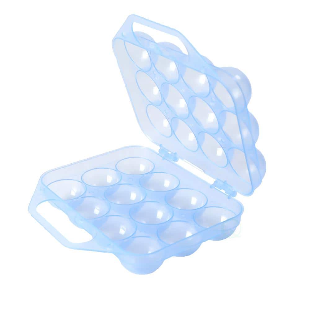 Clear Plastic Egg Carton, 12 Egg Holder Carrying Case with Handle, Blue - Hercitys