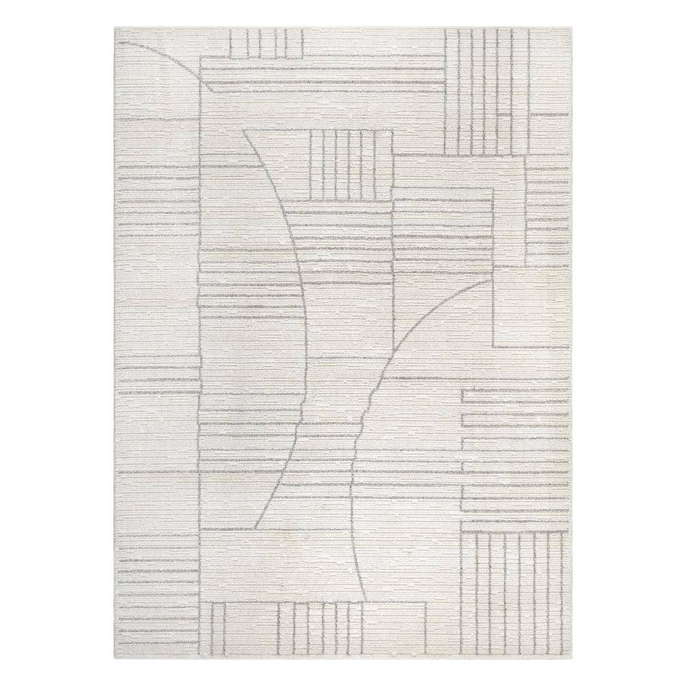 Nizza Collection Montana Ivory 5 ft. x 7 ft. Geometric Area Rug - Hercitys