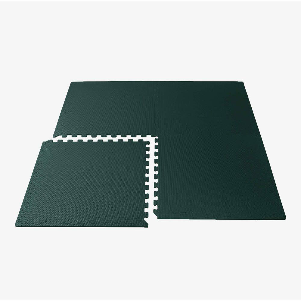 Hunter Green 24 in. W x 24 in. L x 3/8 in. T Interlocking Foam Gym Flooring Mat (6 Tiles/Pack) (24 sq. ft. ) - Hercitys
