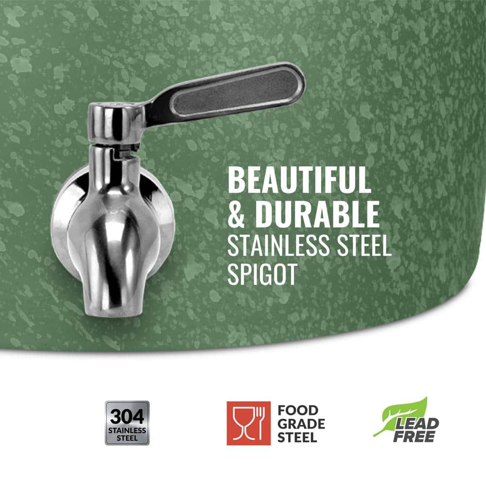 Sports 5 Gal. Porcelain Ceramic Beverage Dispenser B.P.A. and Lead Free Crock with Stainless Steel Faucet and Lid - Hercitys