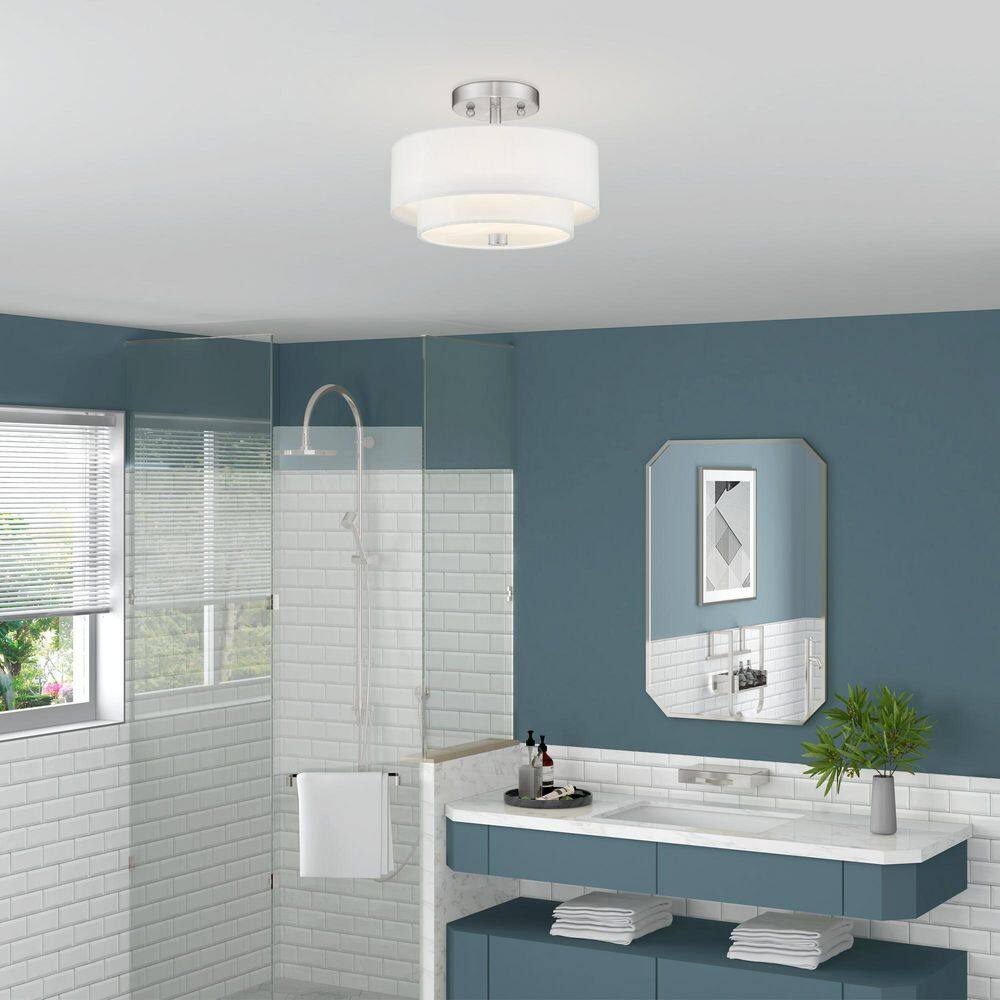 Claremont 2 Light Brushed Nickel Semi Flush Mount - Hercitys