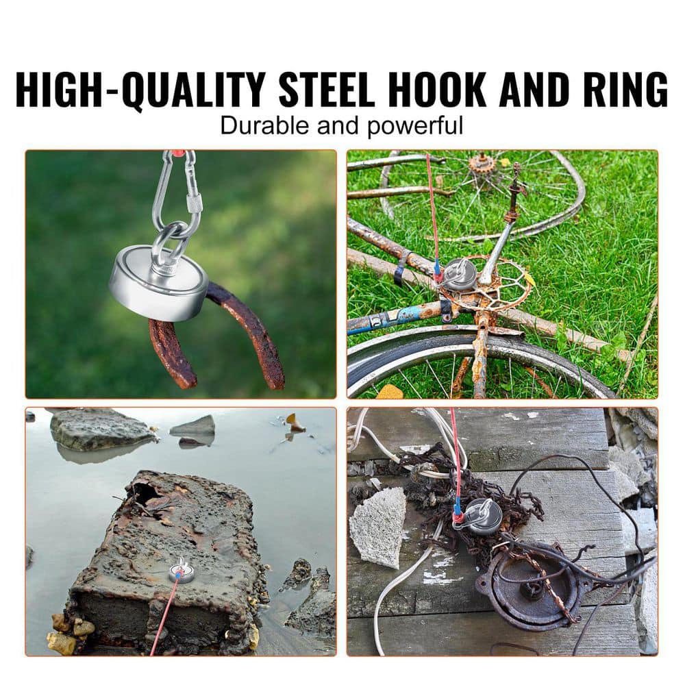 Magnet Fishing Kit, 1200 lbs. 2.95 in. Diameter Double Sided Fishing Magnets, Strong Neodymium Magnet with Rope - Hercitys