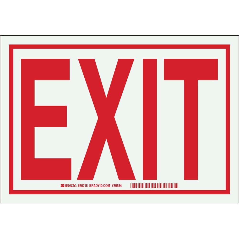 7 in. x 10 in. Glow-in-the-Dark Self-Stick Polyester Exit Sign with Box Around Edge - Hercitys