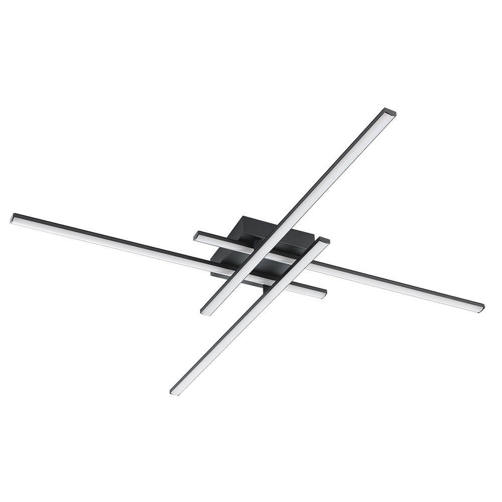 Lapiz 30 in. W x 2.30 in. H 4-Light Black LED Semi-Flush Mount with White Plastic Shades and Adjustable Arms - Hercitys