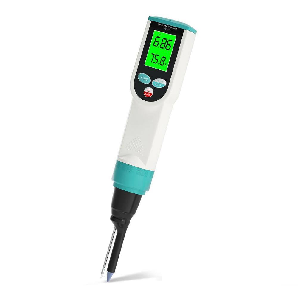 Digital Soft Soil Meter PH Meter for Food, Waterproof Food PH Tester with High Accuracy PH/Temperature Probe, White - Hercitys