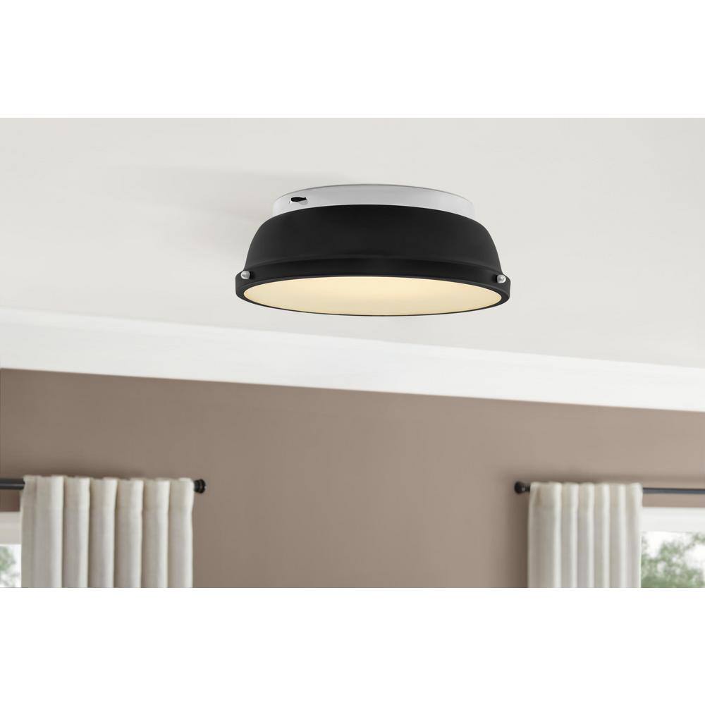 Taspen 14 in. Black and Chrome CCT Color Temperature Selectable LED Flush Mount Ceiling Light Fixture - Hercitys