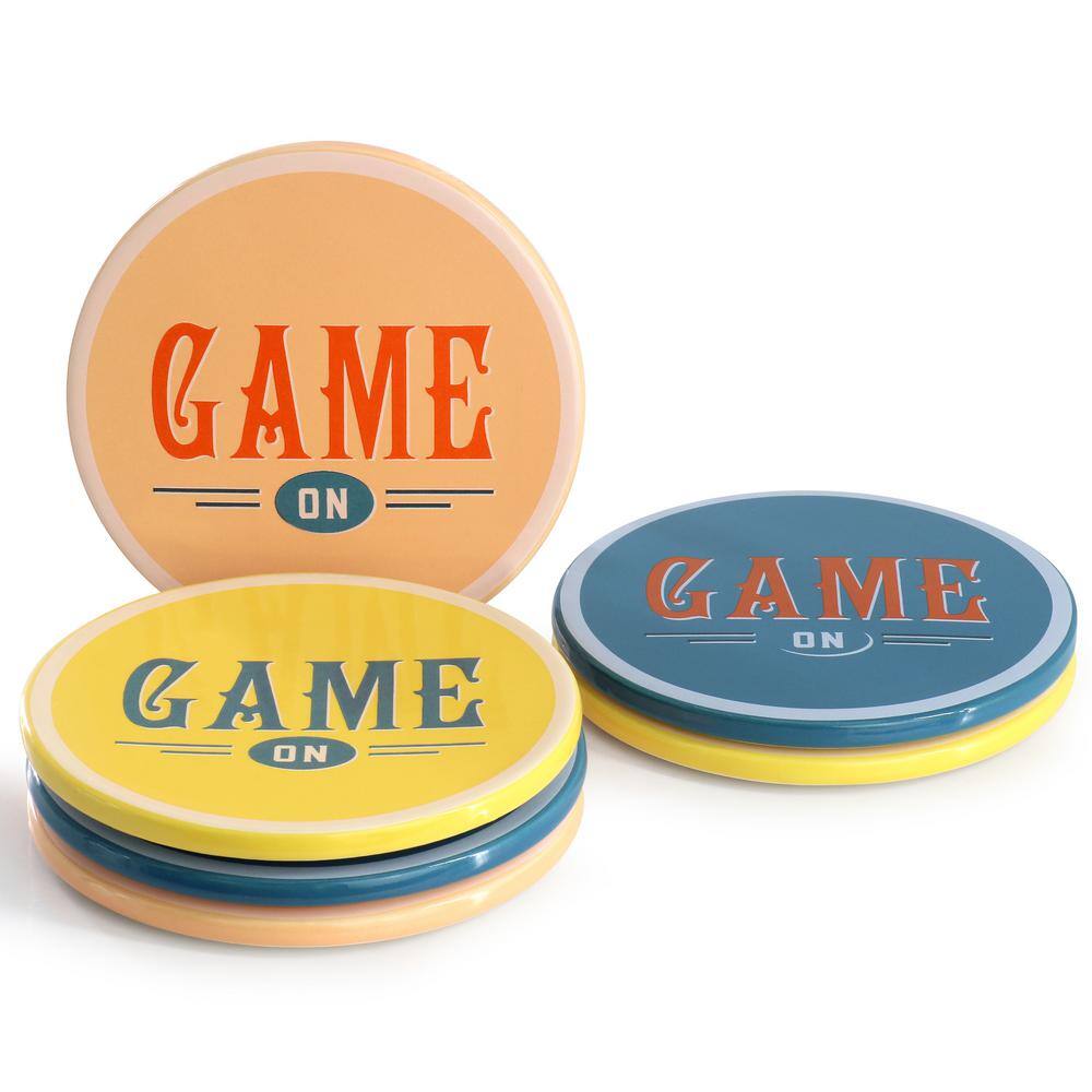 Game On 6-Piece Stoneware Coaster Set in Multi Assorted Colors - Hercitys