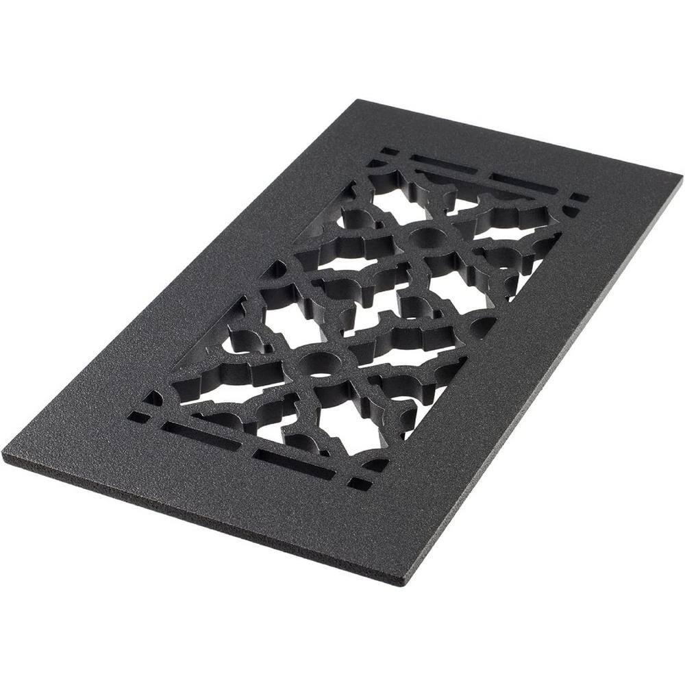 Scroll Series 4 in. x 12 in. Cast Iron Grille Black without Mounting Holes - Hercitys