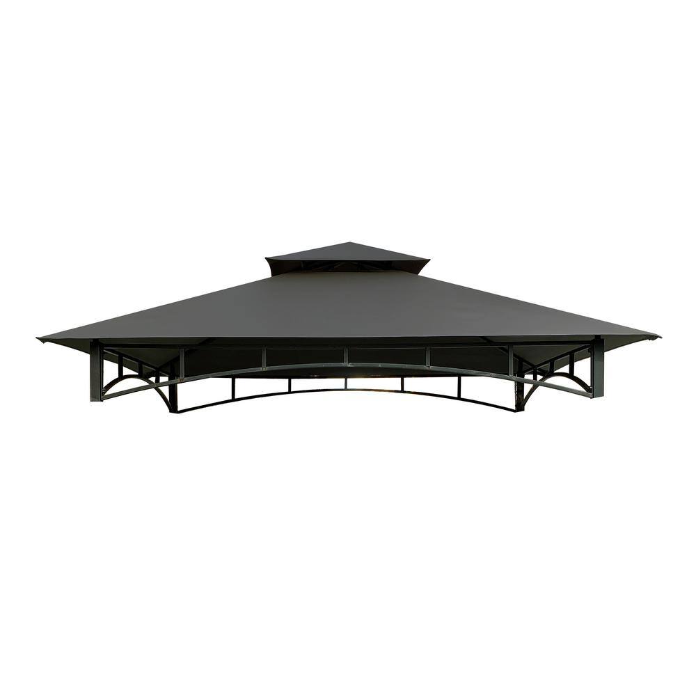 Replacement Canopy Top for Model #L-GG001PST-F 8 ft. x 5 ft. Brown Double Tiered Canopy Grill BBQ Gazebo – Gray - Hercitys