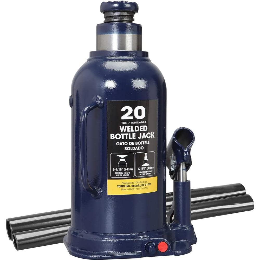 Hydraulic Welded Bottle Jack, 20-Ton (40,000 lbs.) Capacity, Blue - Hercitys
