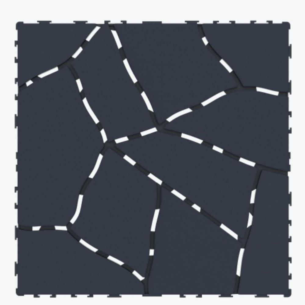 Stone Texture Plastic Floor Pavers 1 ft. x 1 ft. Patio Deck Tiles 0.8 in. H Interlocking Tiles in Gray (44-Pack) - Hercitys