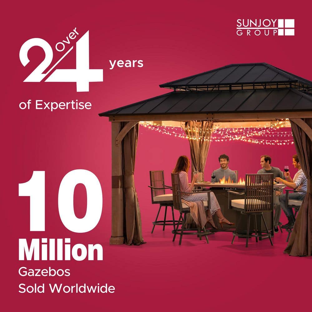 Replacement Universal Curtains Panles, Gazebo Privacy Curtain, 4-Panel Screen Walls for 10 x 12 ft. for Patio, Brown - Hercitys