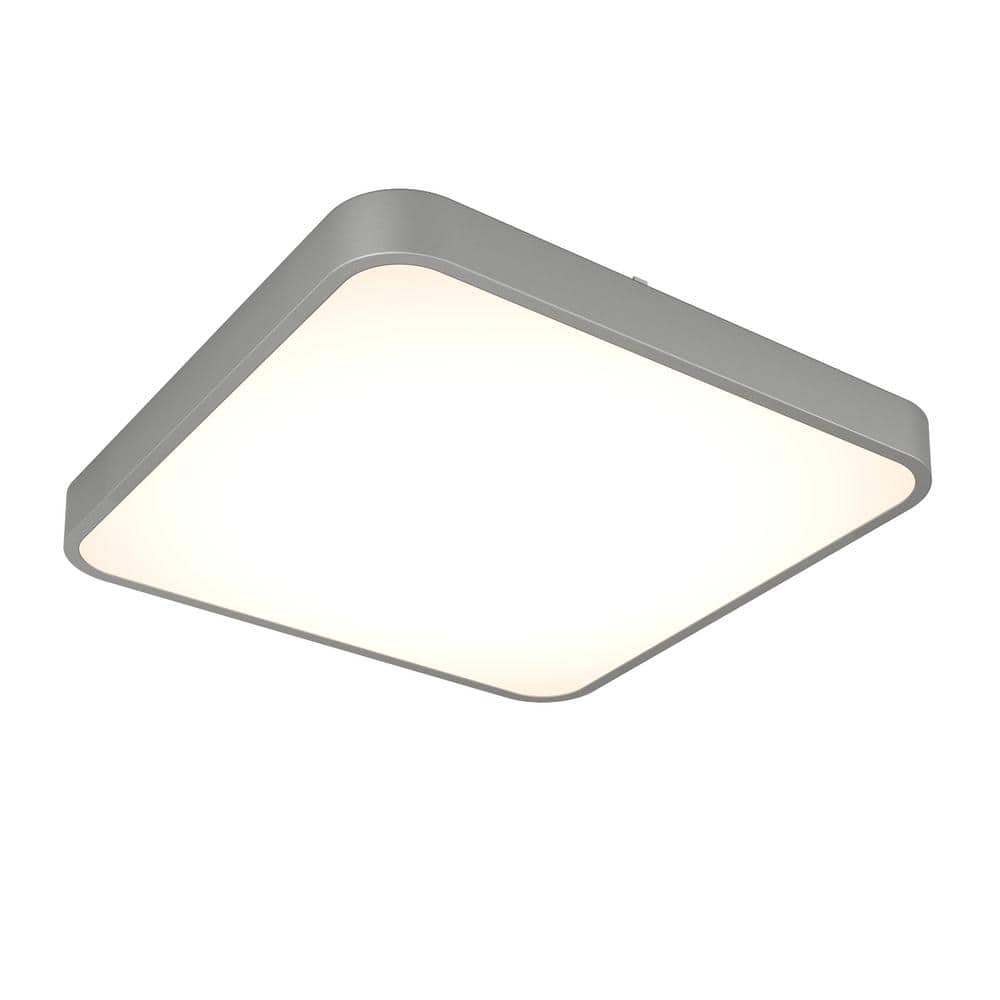 Europa 18 in. 1 Light Silver 3CCT Selectable LED Integrated Flush Mount Ceiling Light Panel Light With Remote - Hercitys