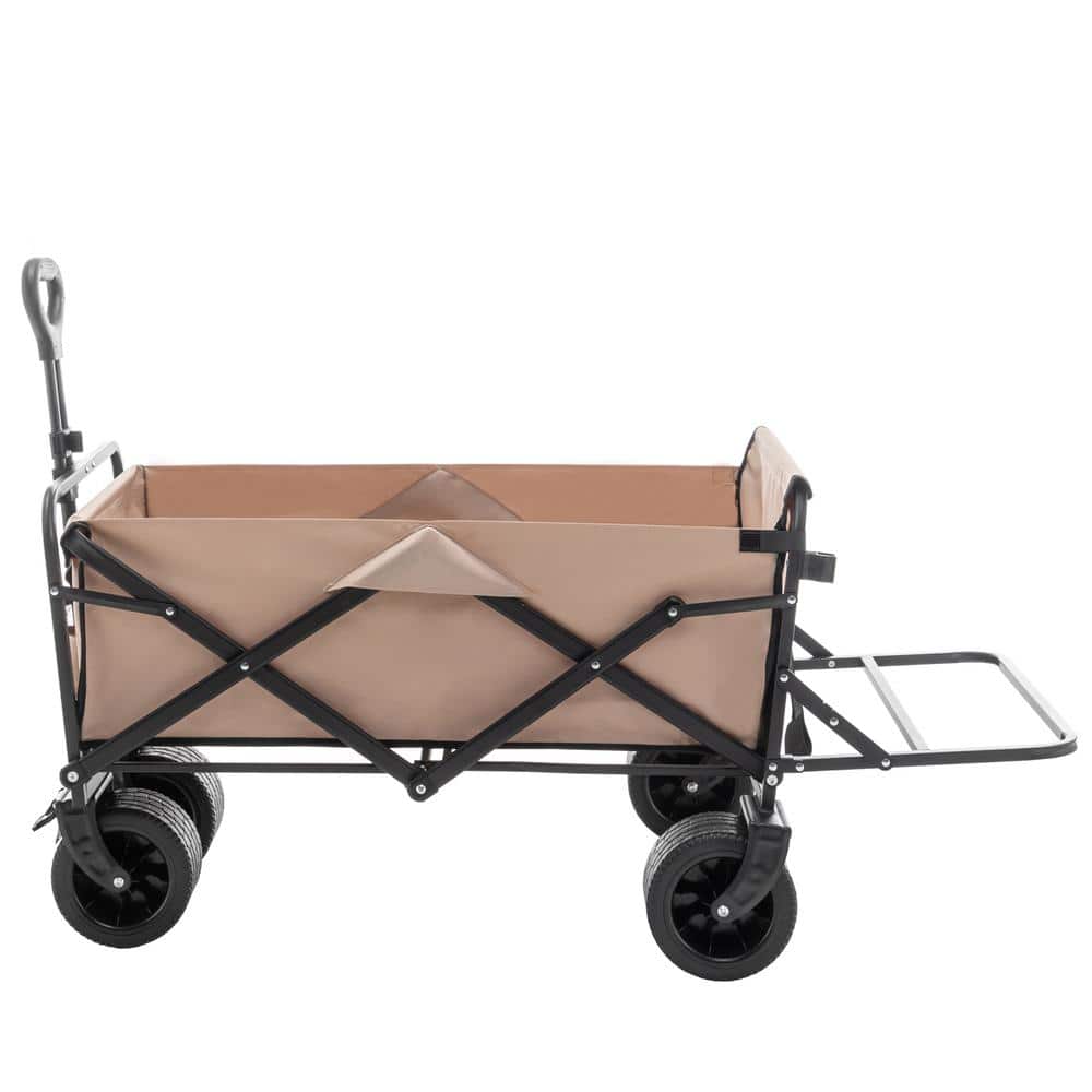 7 cu. ft. (36 in. x 21 in. x 20 in.), Metal Oversized Outdoor Folding Garden Cart, Expandable Side Pockets - Hercitys