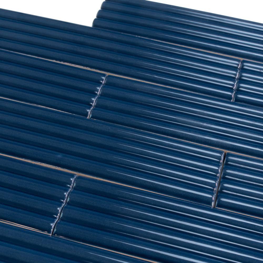 Arte Blue 1.97 in. x 7.87 in. Glossy Ceramic Subway Deco Wall and Floor Tile (4.09 sq. ft./case) (38-pack) - Hercitys