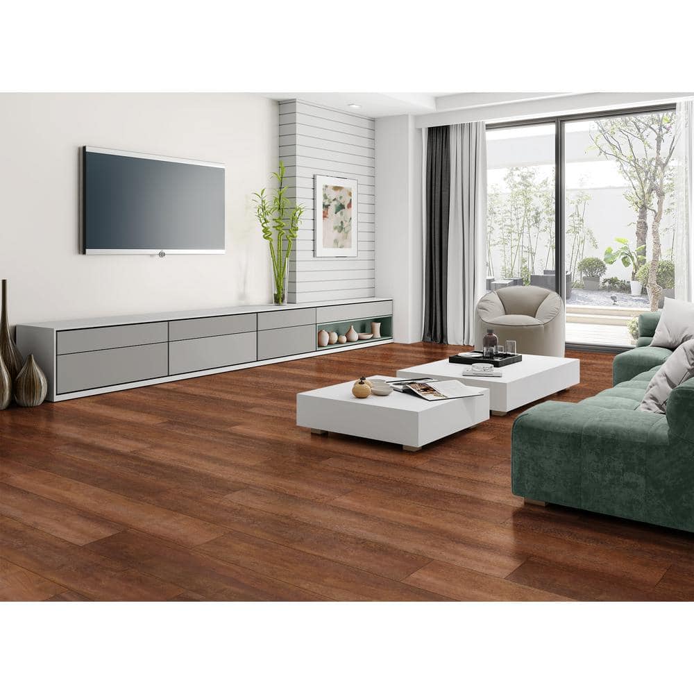 Branford Cherry 12mm T x 8.03 in W Waterproof Laminate Wood Flooring (15.9 sqft/case) - Hercitys