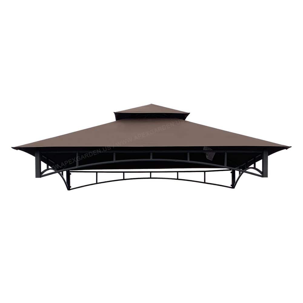 Replacement Canopy Top for Model #L-GG001PST-F 8 ft. x 5 ft. Brown Double Tiered Canopy Grill BBQ Gazebo (Top Only) - Hercitys