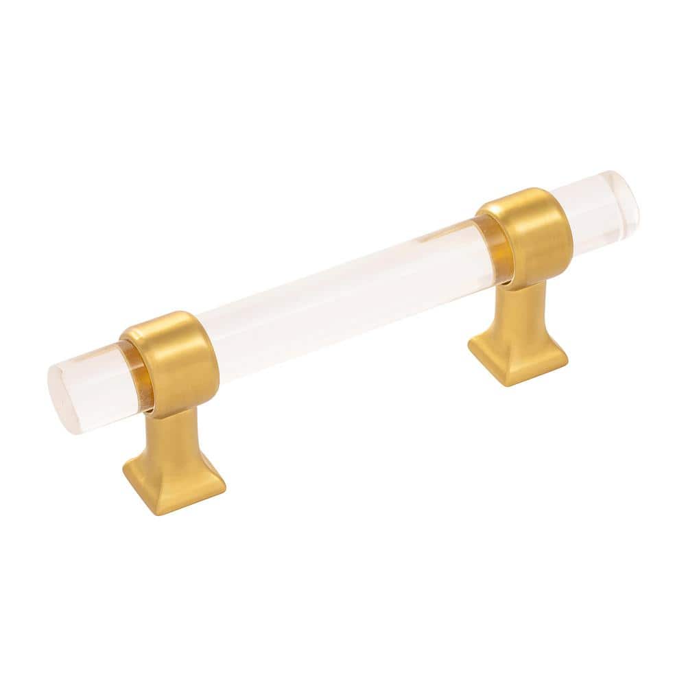 Crystal Palace 3 in. (76 mm) Center to Center Crysacrylic with Brushed Golden Brass Glam Zinc Bar Pull (10 Pack ) - Hercitys