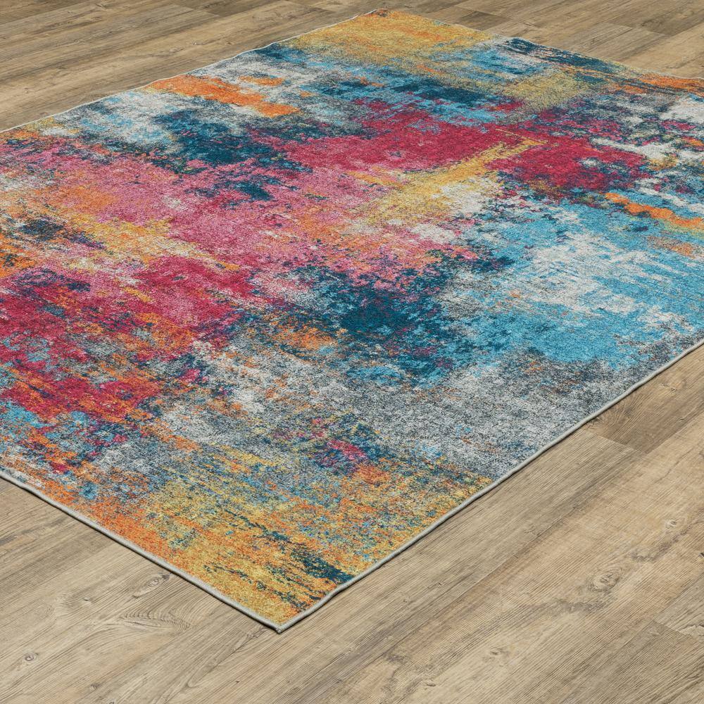 Summit Multi-Colored 5 ft. x 7 ft. Abstract Impressions Polyester Machine Washable Indoor Area Rug - Hercitys