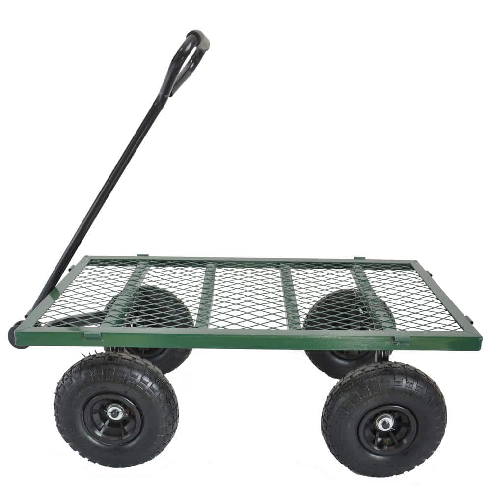 8.8 cu. ft. Metal Wagon Garden Cart in Grass Green - Hercitys