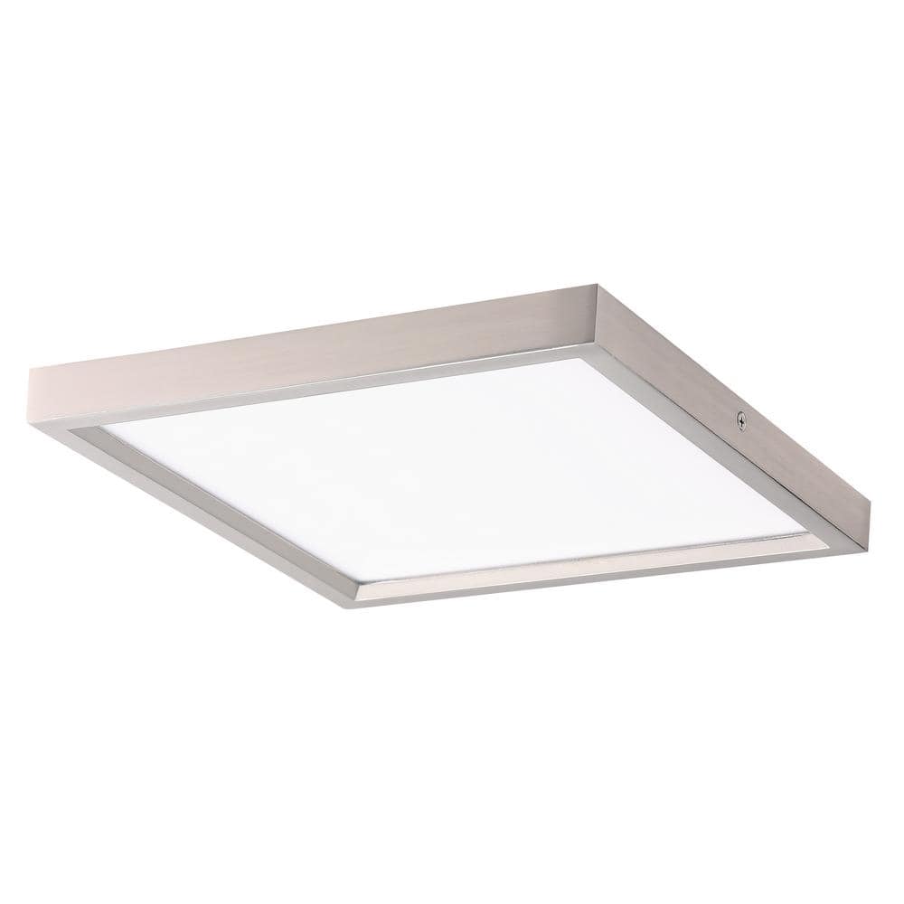 Vantage 11 in. square 1-Light Brushed Nickel LED Flush Mount with Acrylic Diffuser - Hercitys
